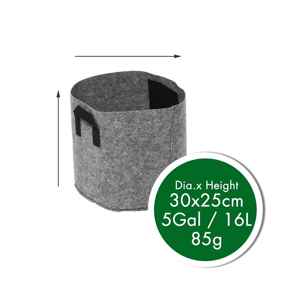 Ikke-vævet filt 1-30 gallon stof vokseposer åndbare potter planter rod pose container plante smarte potter med håndtag have su: 5 gallon 30 x 25