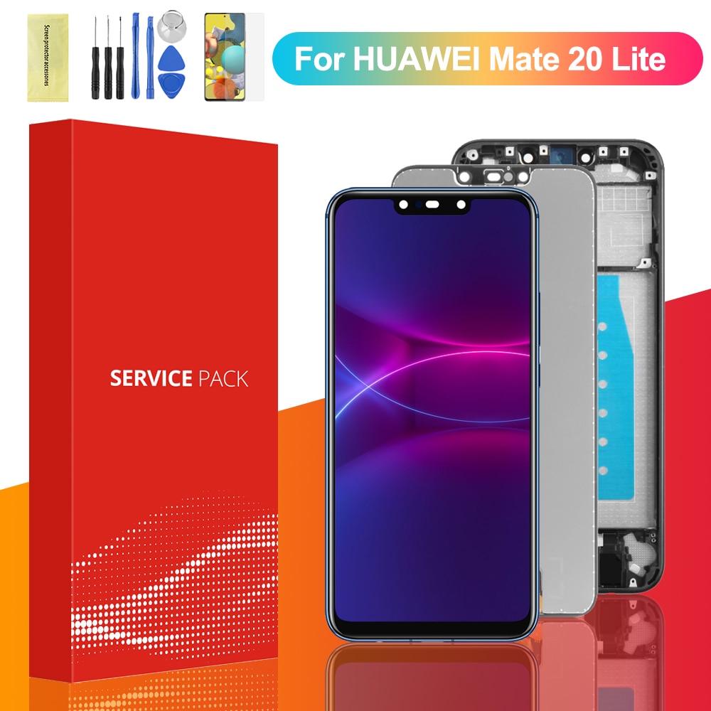 Tela lcd original, 6.3 &quot;, para huawei mate 20 lite, touch screen, digitalizador, montagem, para mate 20 lite, sne, al00, lx1, lx2, lx3