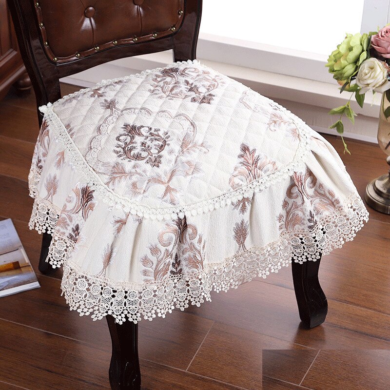 European Style Lace Chair Cushion Chenille Dining Chair Non-Slip Pads Breathable Thickened Universal Seat Mats Banquet Wedding C: fenghuami