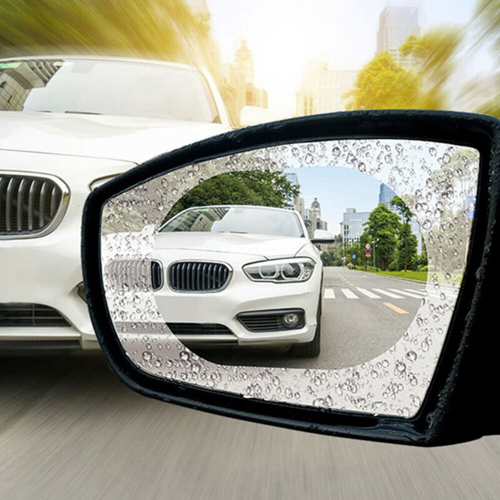 2 pièces voiture rétroviseur Anti brouillard Film ovale Anti-éblouissement housse de protection pour SUV camion remorque accessoire lumière bleu autocollant