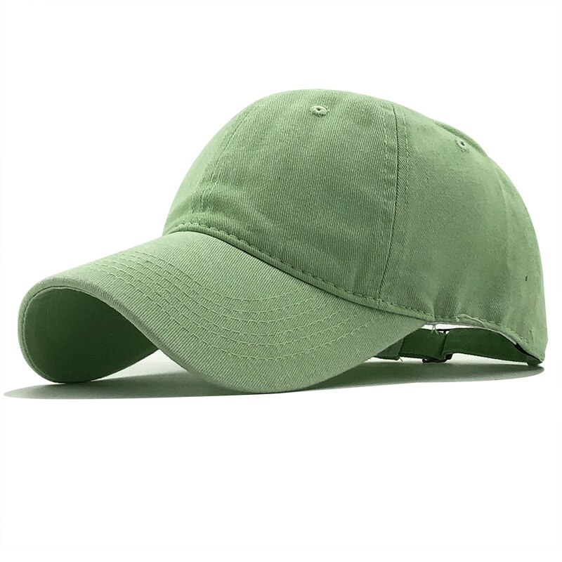 Simple Washed Cotton Adjustable Solid color Baseball Cap Unisex couple cap Leisure dad Hat fishing Snapback cap 17 Color: green