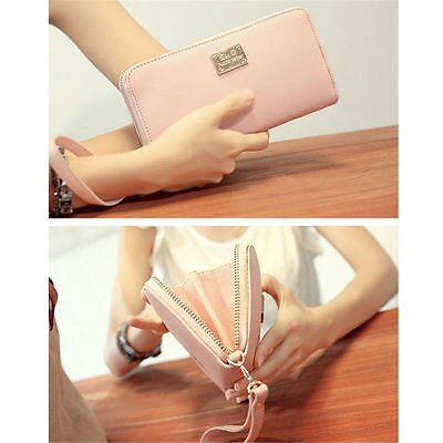 Women Ladies Zipper Faux Leather Long Purse Clutch Phone Bag Wallet Card Holder