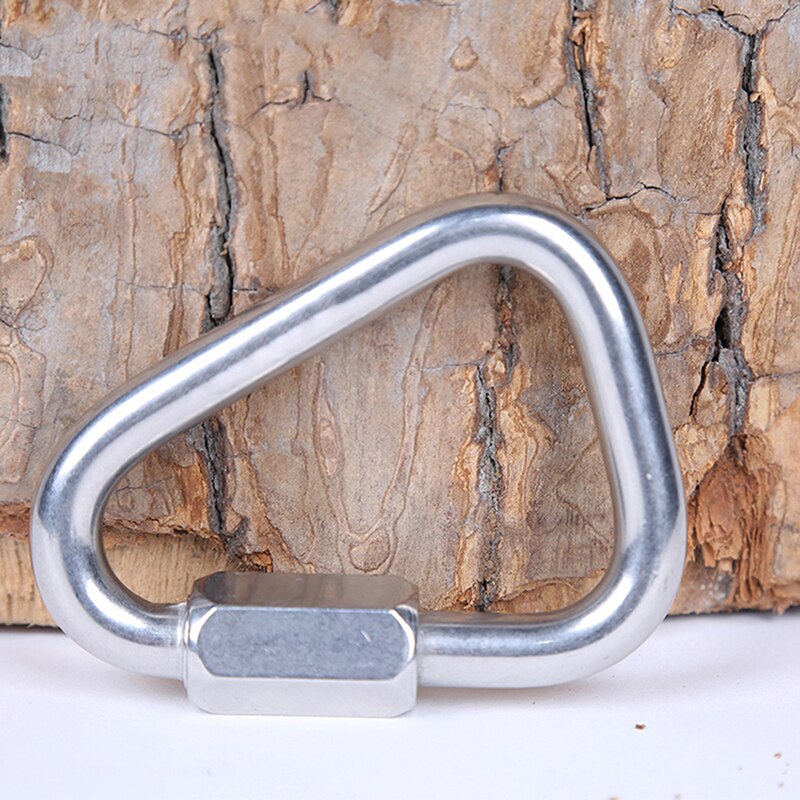 Triangle Shape Mountain Rock Climbing Stainless Steel Carabiner Lock Buckle Mountaineering Buckle Screw Safety Q4S0