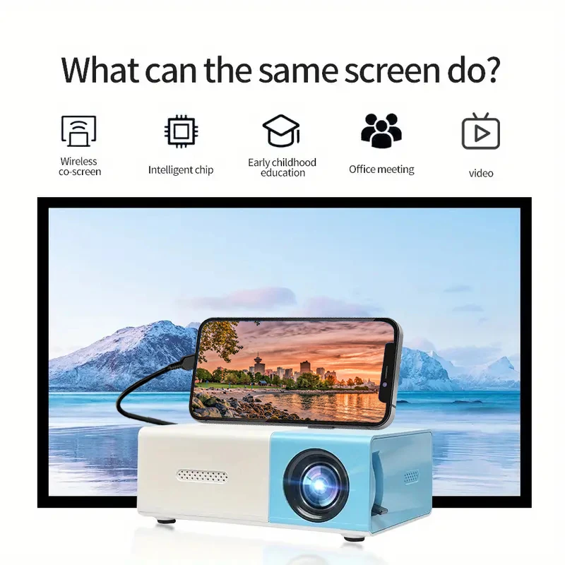 YG300 Entertainment Mini Projector, compatible with USB HD SD plug to connect to phone built-in speaker for indoor and outdoor