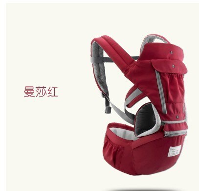 Aiebao Ergonomische Draagzak Baby Kids Rugzak Heupdrager Sling Voorkant Kangoeroe Baby Wrap voor Baby Reizen 0- 36 maanden: red