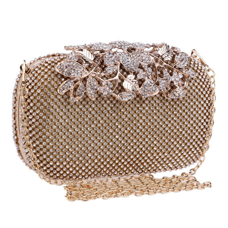Avondtas - Schelpvorm - Kristal Diamant Parel Bloem Decoratie - Rits - 16cm Microvezel