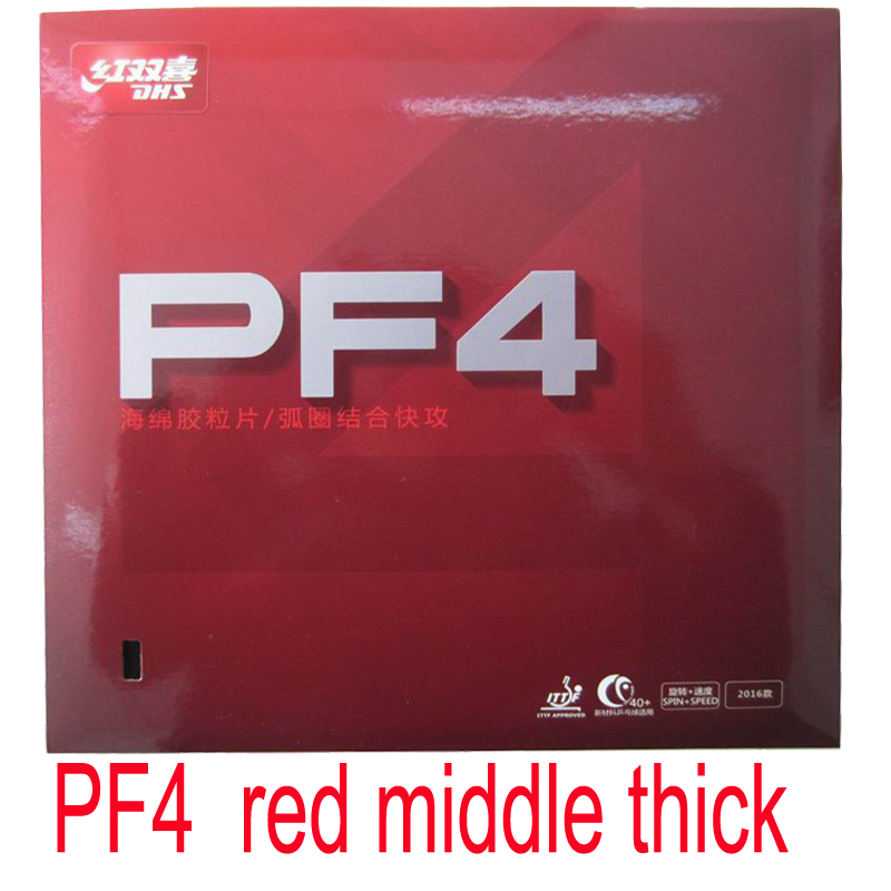 Original DHS PF4 Table Tennis Rubber dhs table tennis racket racquet sports simple hurricane 3 for training pingpong rubber: red middle thick