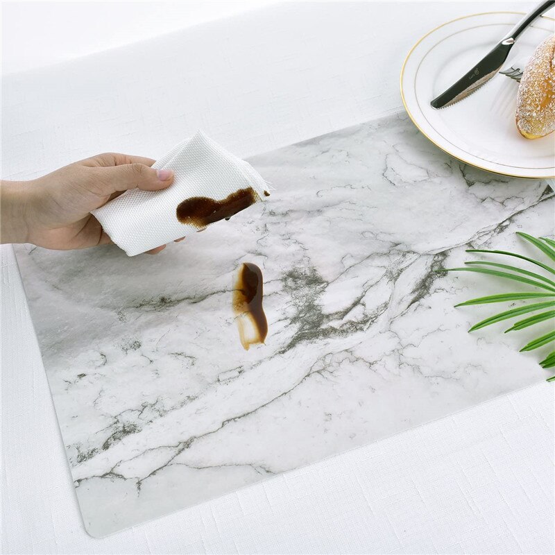 Nordisk stil marmormønster opvaskemåtte, vandtæt vestlig bordmåtte, pvc isoleringspude, fotografiske rekvisitter