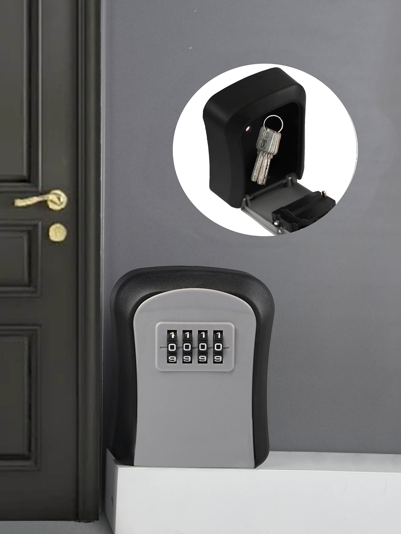 1pc Wall-Mounted Key Storage Box, Password Key Box, Outdoor Resettable Secret Code Lock Safe Lock Box, Storage Safe: Other