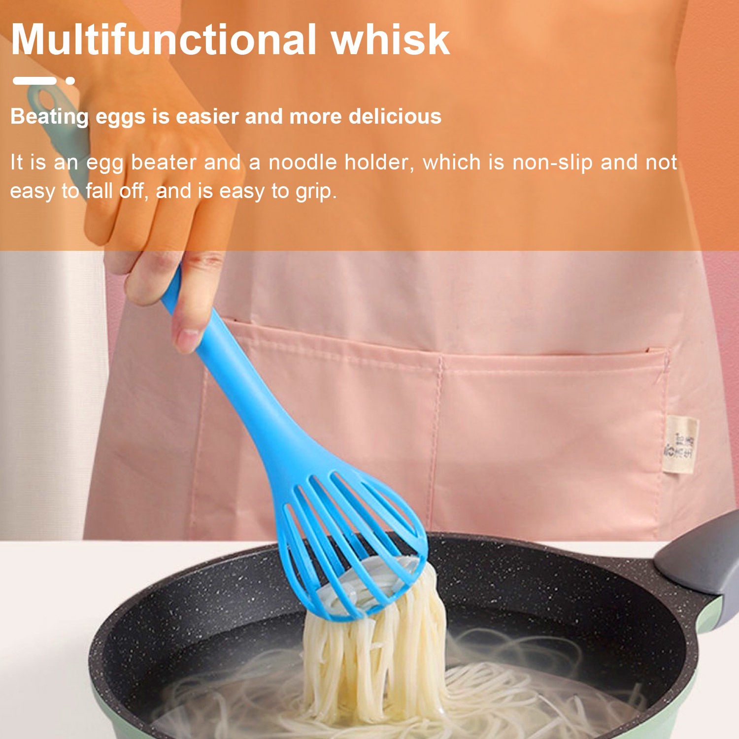 Egg Whisk Kitchen Mixer 2-in-1 Egg Beater Plastic Small Balloon Blender for Blending Stirring Beating