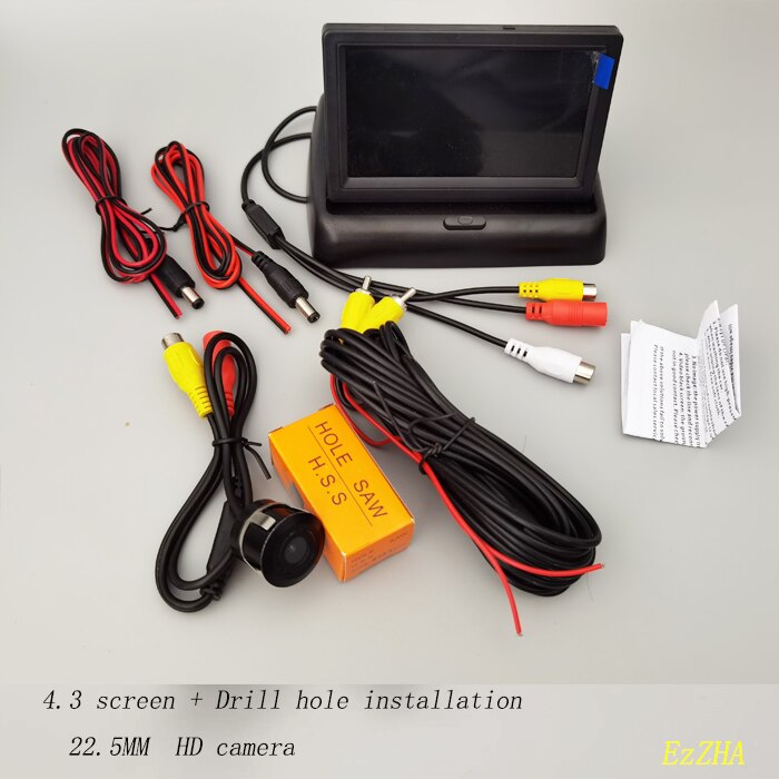 Car Monitor 4.3 inch Foldable TFT LCD Display Rear View Reversing Camera Mirror Parking Assistance Rearview Monitors NTSC PAL: 4.3screen 22.5 HD