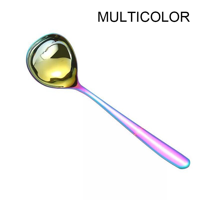 Newest 1pc 304 Stainless Steel Spoon Family Soup Spoon Stainless Steel Large Capacity Pot Spoon Kitchen Cooking Spoon: Multicolor