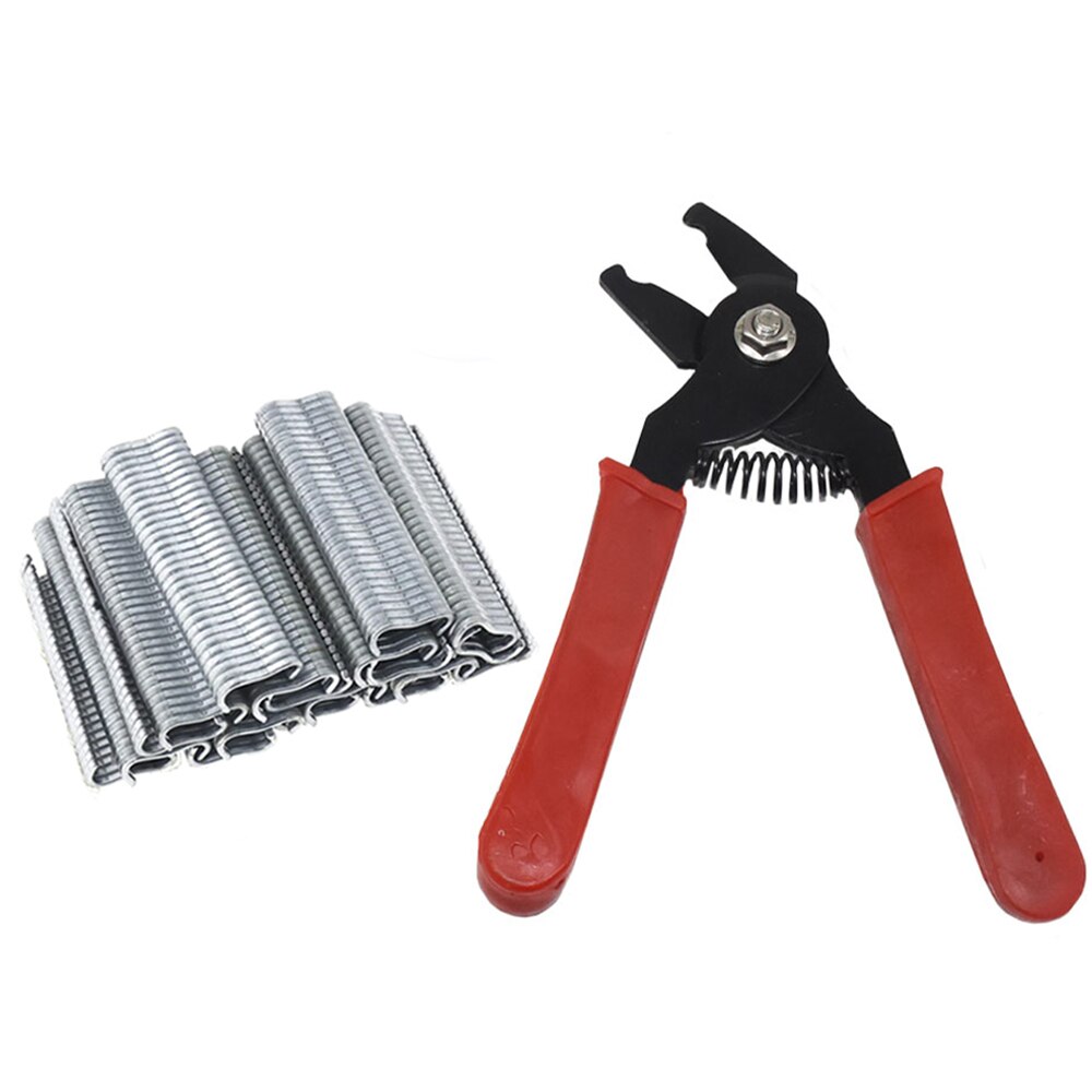 Hog Ring Plier Tool M Clips Staples Chicken Hamster Bird Rabbit Mesh Cage Wire Fencing Caged Clamp Poultry Animal Supplies: Red and 600 Nails
