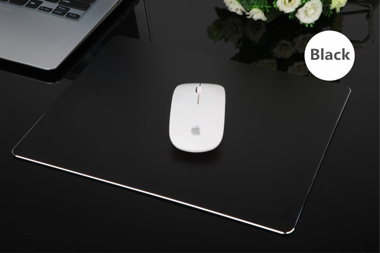 Aluminum mousepad Double side Gaming Mouse Pad Metal Non-Slip Thin Computer Mouse Pads Gaming For Macbook PC laptop Waterproof: black / 246x202mm