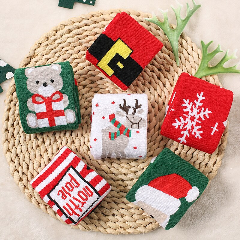 1 paar Kerst Sokken voor Kinderen Kids Mannen Familie Winter Herfst Warme Sokken Xmas Nieuwjaar Sokken Katoen Kerstman sokken