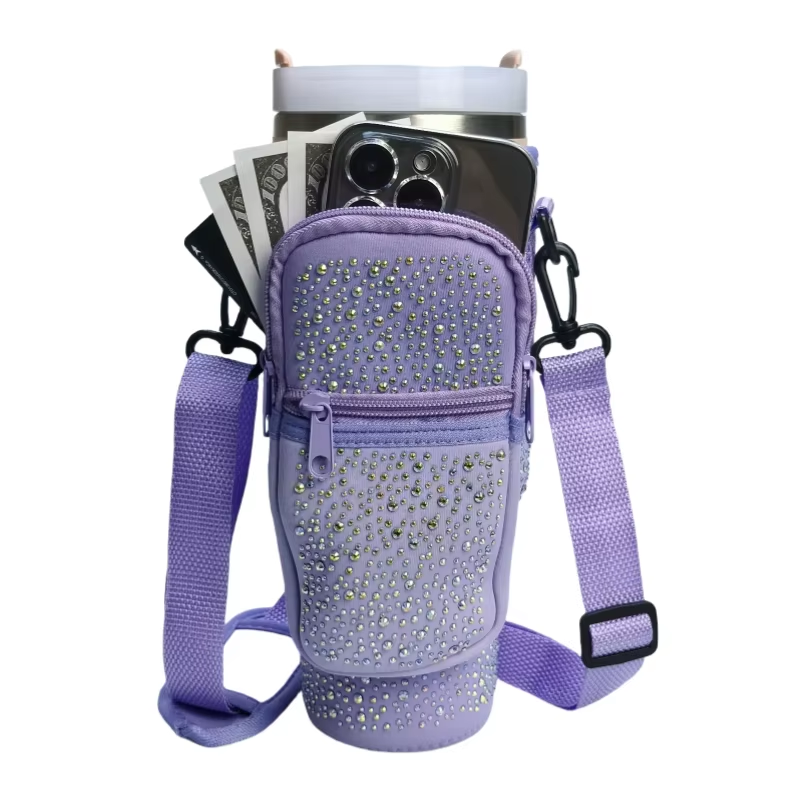 Waterfles draagtas voor beker 40/30 oz, geïsoleerde neopreen waterfleshouder Cross-body tas met verstelbare schouder