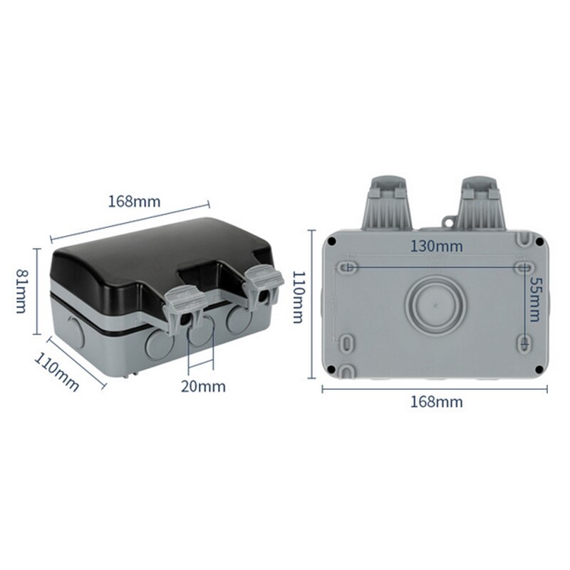2 Gang Weatherproof Outdoor Garden Plug Box Cover Power Electric Socket Switch Dust Proof Power Outlet Accessories