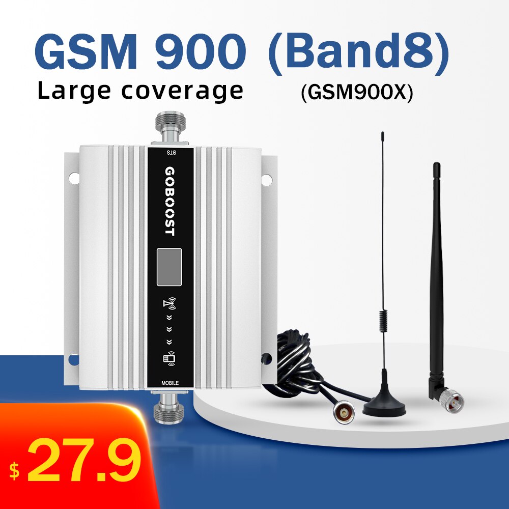 GSM 900MHz Signal Booster Band 8 Repeater Amplifier 2G 3G Cellular Amplifier Mobile Phone Signal Booster 68dB Gain LCD Display: GSM900X
