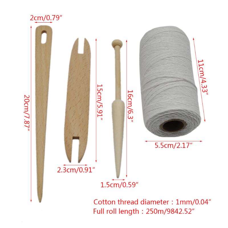 Bâton de navette en bois 4 pièces/ensemble | Bâton de navette en bois, aiguille, tricot, métier à tisser, fil de chaîne, accessoire