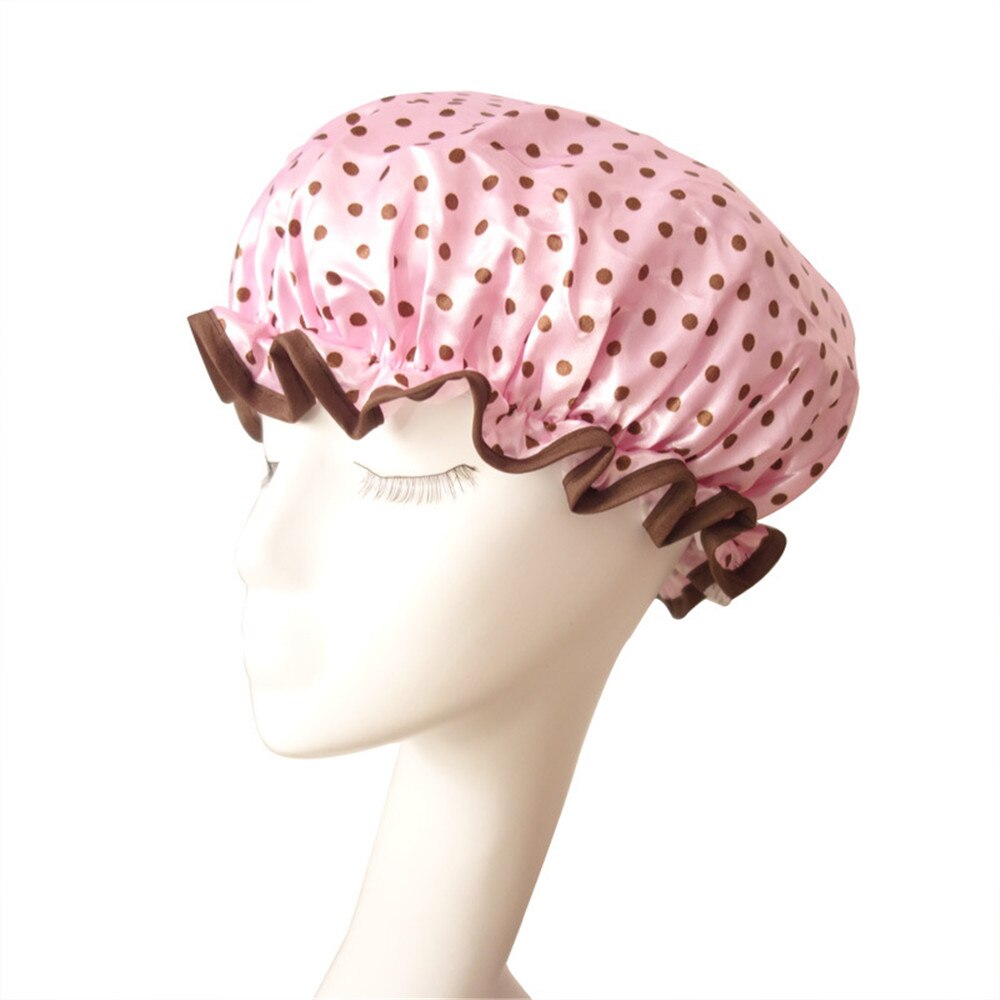 1 PC. cute thick shower caps Colorful bathroom shower caps hair Cover double waterproof shower cap for women: pink1