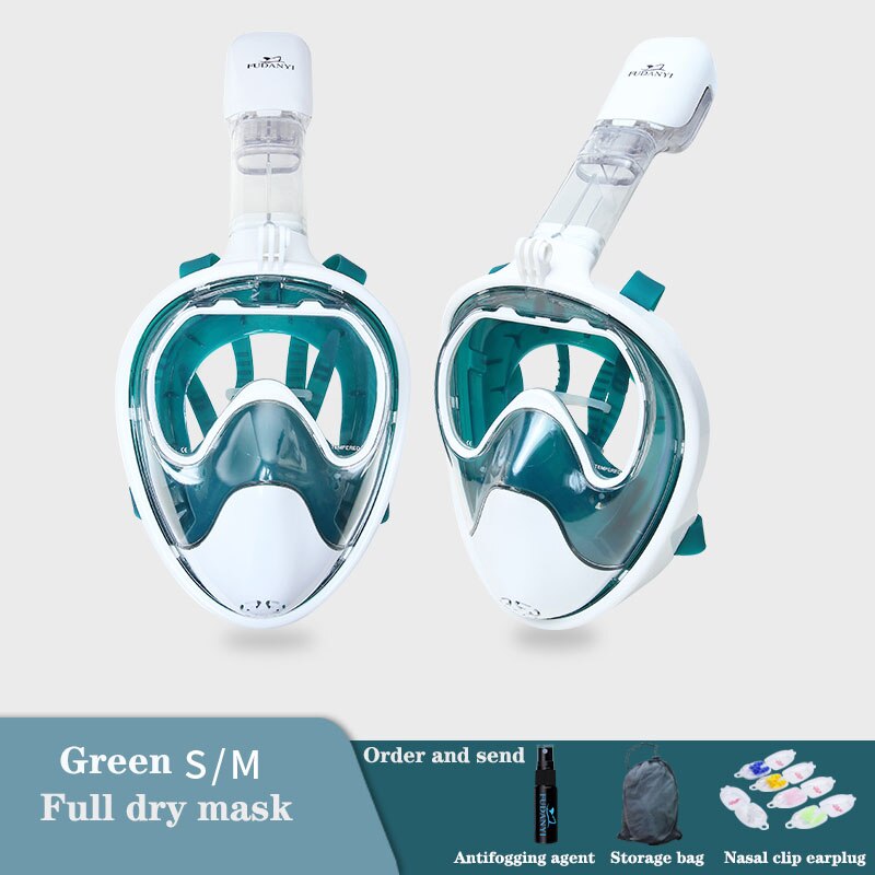 Diving Mask Underwater Scuba Anti Fog Full Face Diving Mask Snorkeling Set Fully Dry Breathing Tube Scuba Diving Mask: color 07