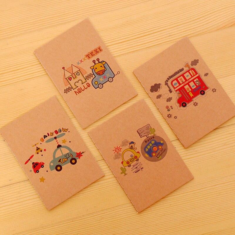 4pcs/lot Graffiti Cute Cartoon Kids Small Writing Craft Paper Blank Notebook Diy Handwritten sketches Painting School Office: Transportation