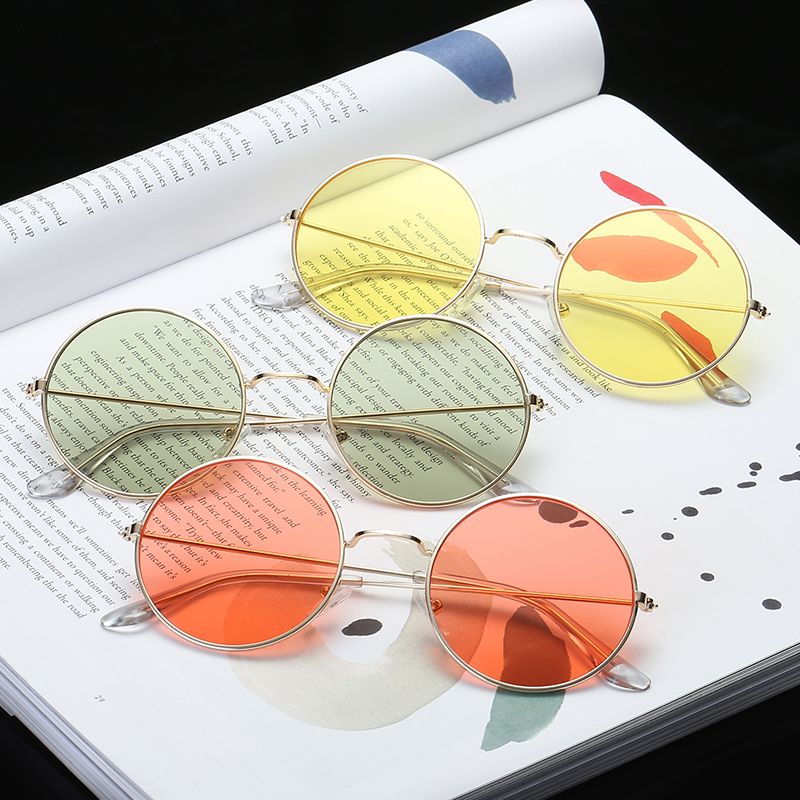 1 Pcs Sunglases Round Novelty Sunglasses Women Hip Hop Style Color Lenses Retro Glasses Summer Travel Trend Accessories