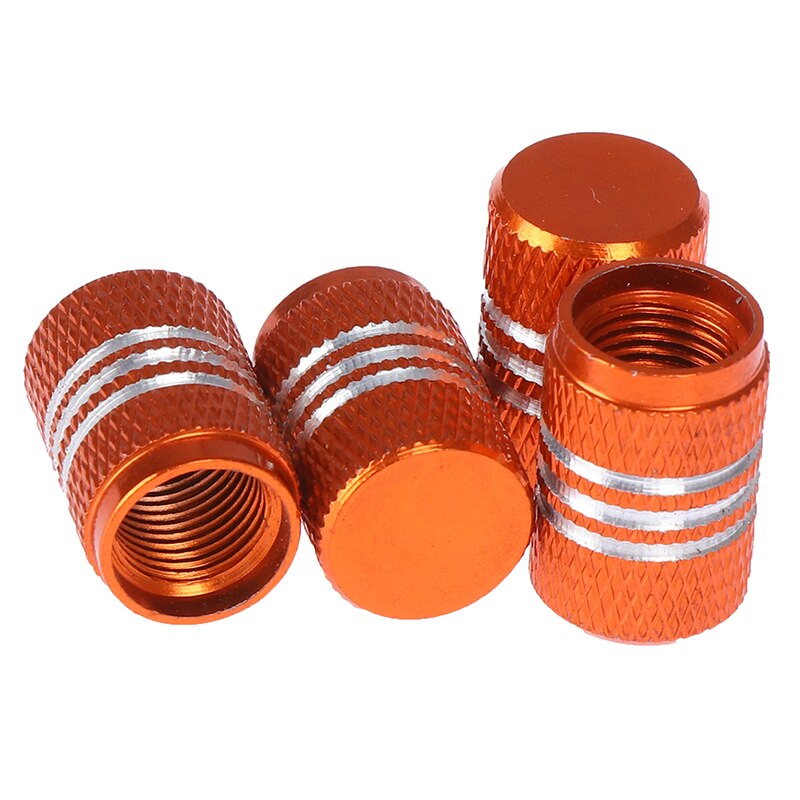 4pc auto vrachtwagen fietsband velgen ventieldoppen bandenhoes aluminium band band wiel ventieldoppen: Oranje