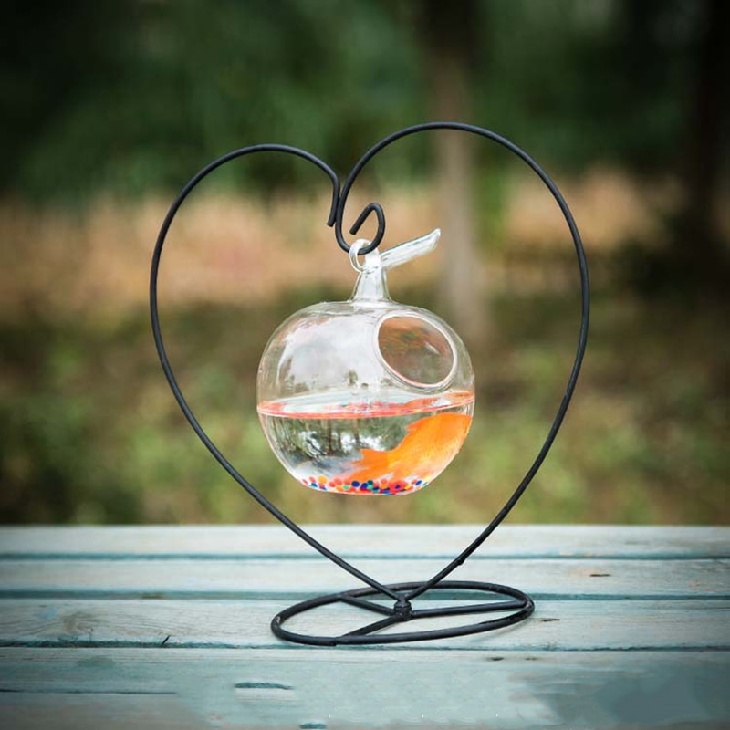 Ecosphère boule de poisson rouge suspendue | En forme de amour, Vase de fleur d'aquarium, bol de Table pour petit animal de compagnie, accessoire