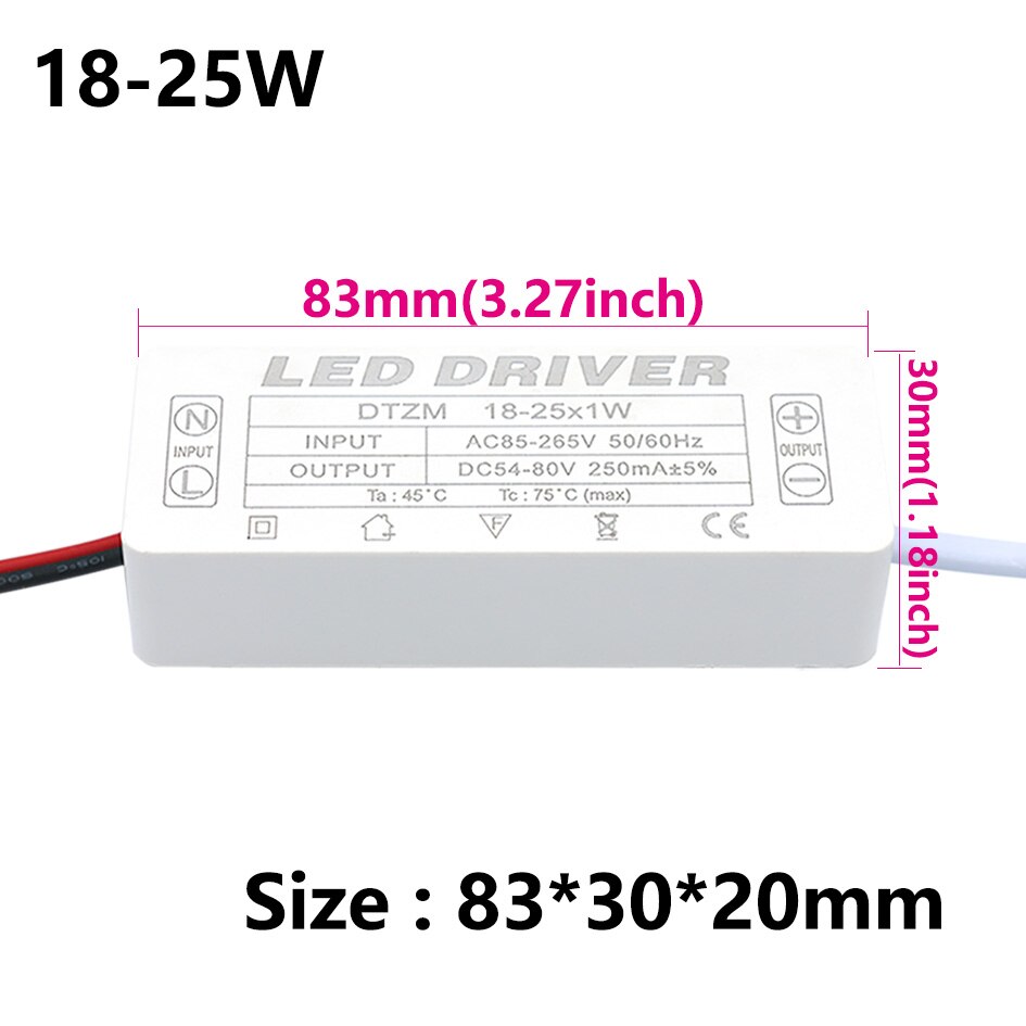 1-36W 250mA LED Driver LED Power Supply Unit AC90-265V Lighting Transformers For Fit LED Driver Bulb Lightting: 18-25W 250mA