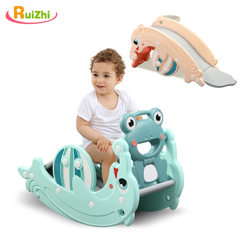 Ruizhi 2 In 1 Kinderen Leuke Dolfijn Hobbelpaard Kikker Glijbaan Baby Thuis Kleine Speeltuin Kinderen Multi-Functionele Sport speelgoed RZ1254