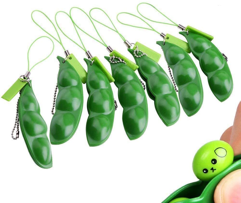ZK20 Fidget Toys Pop It Infinite Squeeze Peas Beans Toy Decompression Edamame Toys Keychain Cute Adult Toy Figet Stress Toy: 7pcs