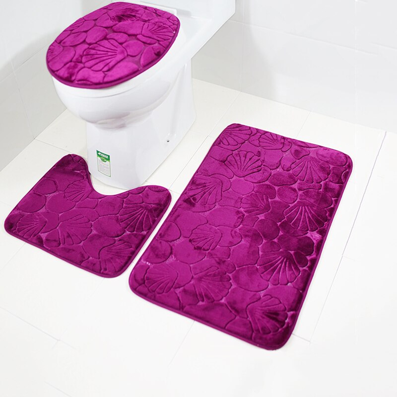 Zeegle Bathroom Mat Set Microfiber Carpet For Bathroom Toilet Lid Cover Bath Mat for Home Decoration Absorbent Bathroom Rugs Set: G-3pcs