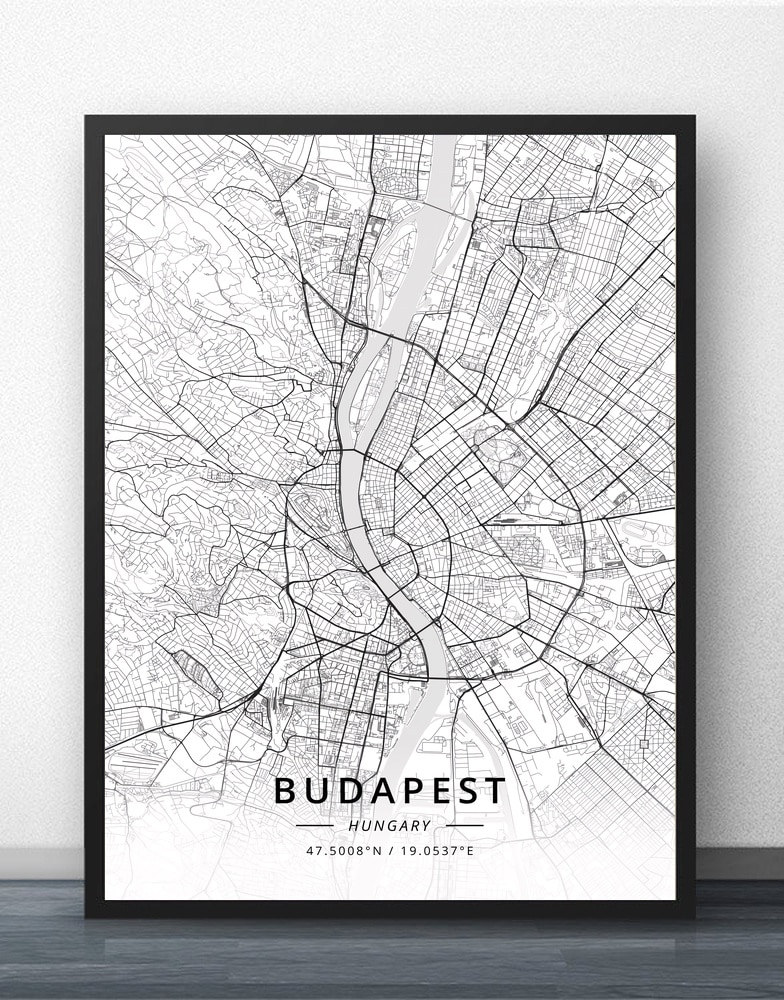 Budapest ungarsk kortplakat: 20 x 27cm uden ramme