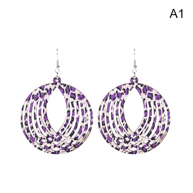 Frauen Holz Ohrringe Jahrgang Ethnische Weibliche Stock Tuch Runde Hohl Gestreiften Baumeln Ohrringe Koreanische Haken Brincos