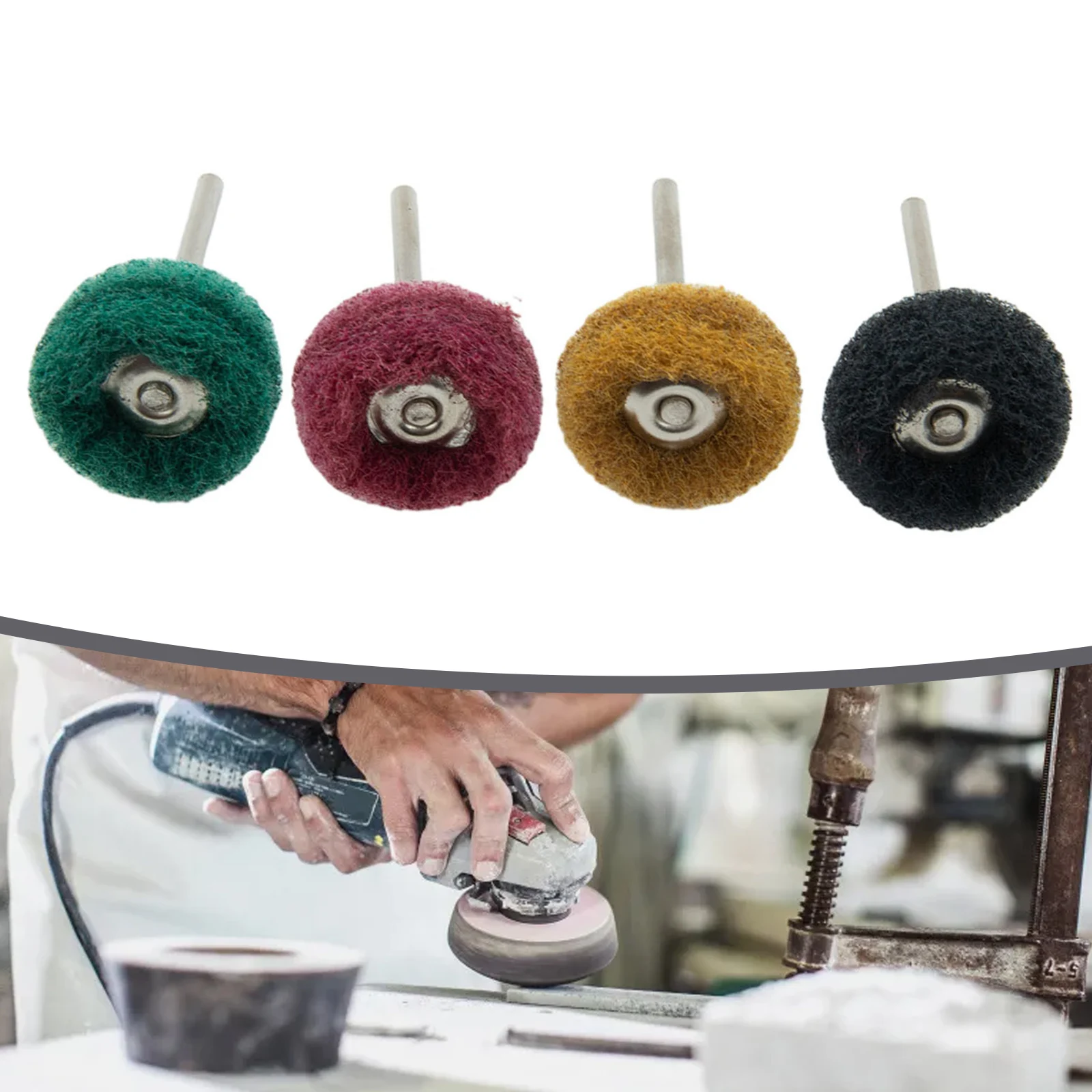 4 pz Mini trapano spazzola abrasiva Nylon lucidatura lucidatura ruota 3mm gambo ruota abrasiva rimozione ruggine per Dremel strumento rotante accesso