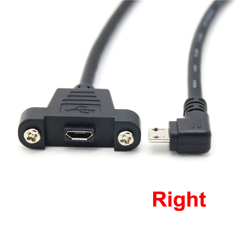 30 cm Micro-USB, 5-polig, 90-Grad-USB 2.0-Stecker auf Micro-Buchse, Verlängerungskabel, Rastermaß 27 mm, mit Schrauben, Loch für Schalttafelmontage: Rosa