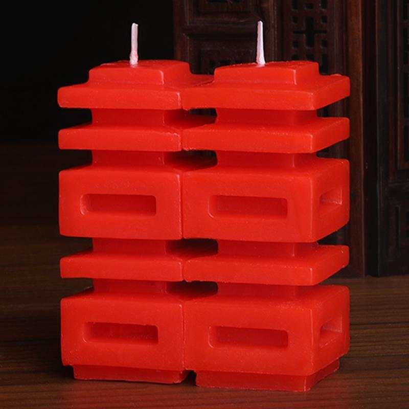 Baitang-Conjunto de suministros de boda de dragón y Phoenix Xi, vela de personaje, un par de velas Rojas: 1