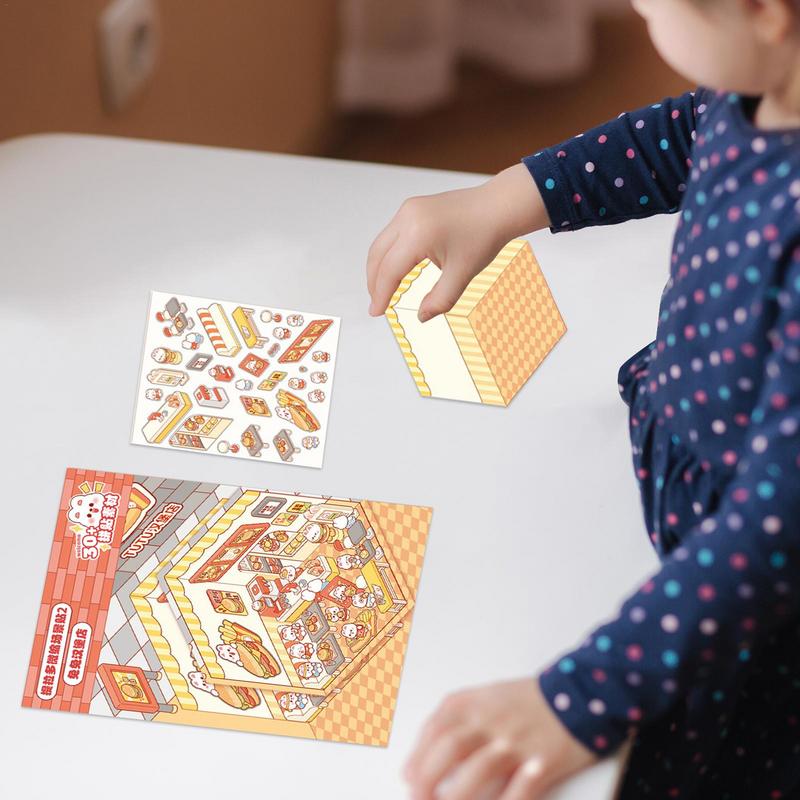 Make Your Own Scene Stickers Funny 3D Effect Sticker Safe Books Decoration Art Craft Supplies Cartoon House Decals Reusable Diar