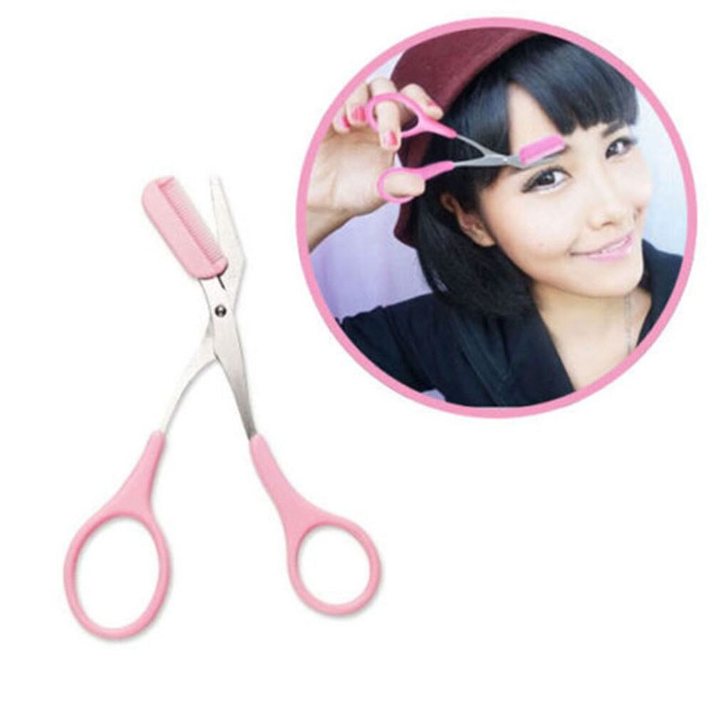 Outil de maquillage, coupe-cheveux ciseaux à cils, pour femmes et filles, rasoir de sourcils peigne