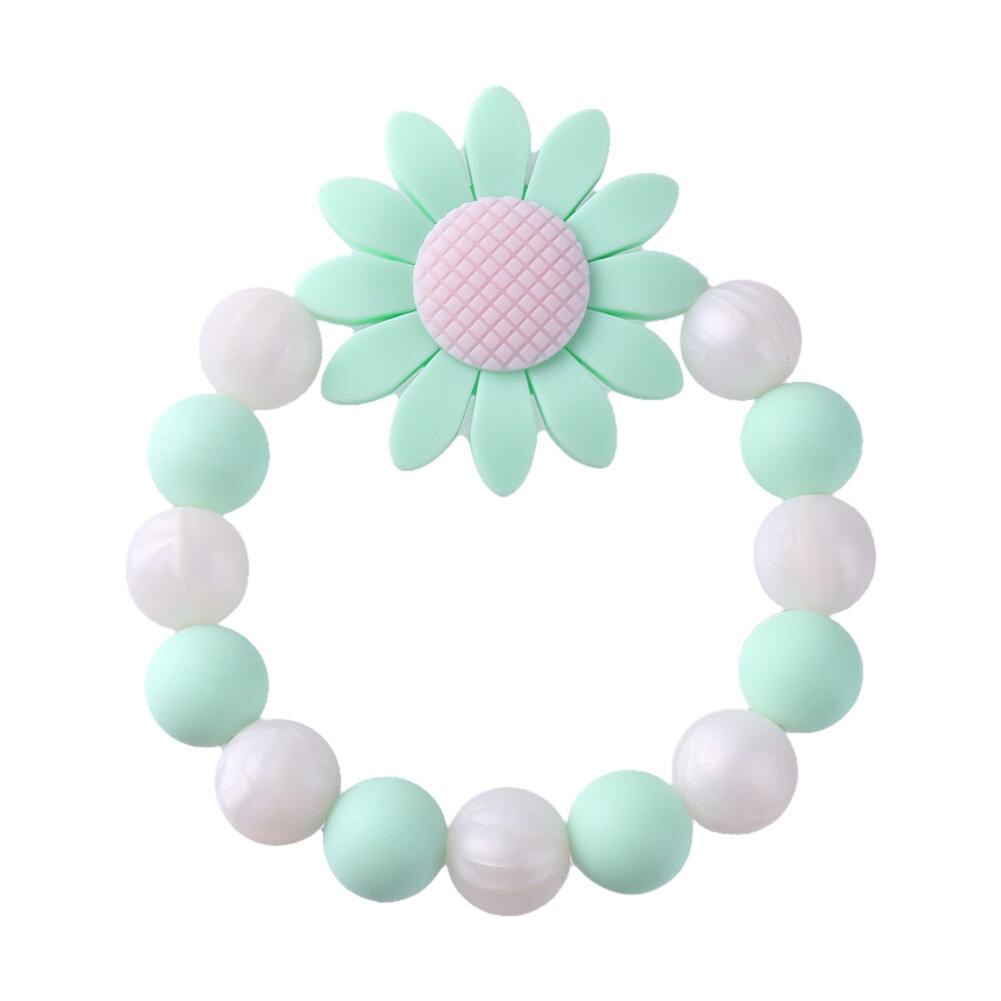 Bloem Baby Armband Rammelaar Elastische Siliconen Kralen Armbanden Baby Bijtring: green