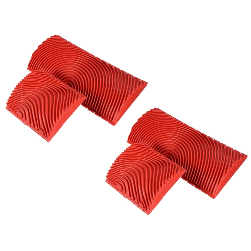 4Pcs Wood Graining Roller Rubber Patin Painting Effects DIY Wall Decoration Tools: Default Title