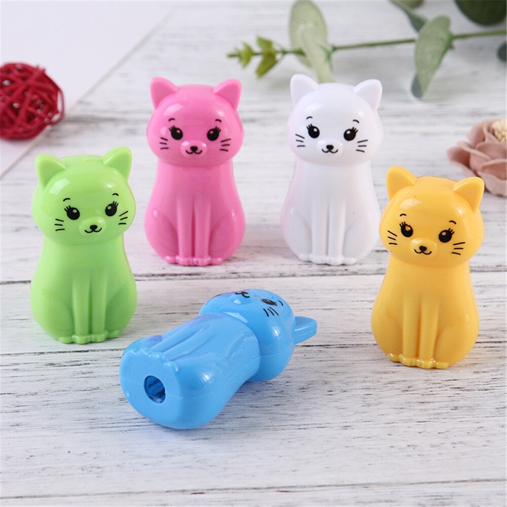 5pcs Mini Animal Cat Pencil Sharpeners Plastic Standard Pencil Cutting Machine School Office Sharpener Stationery Supplies