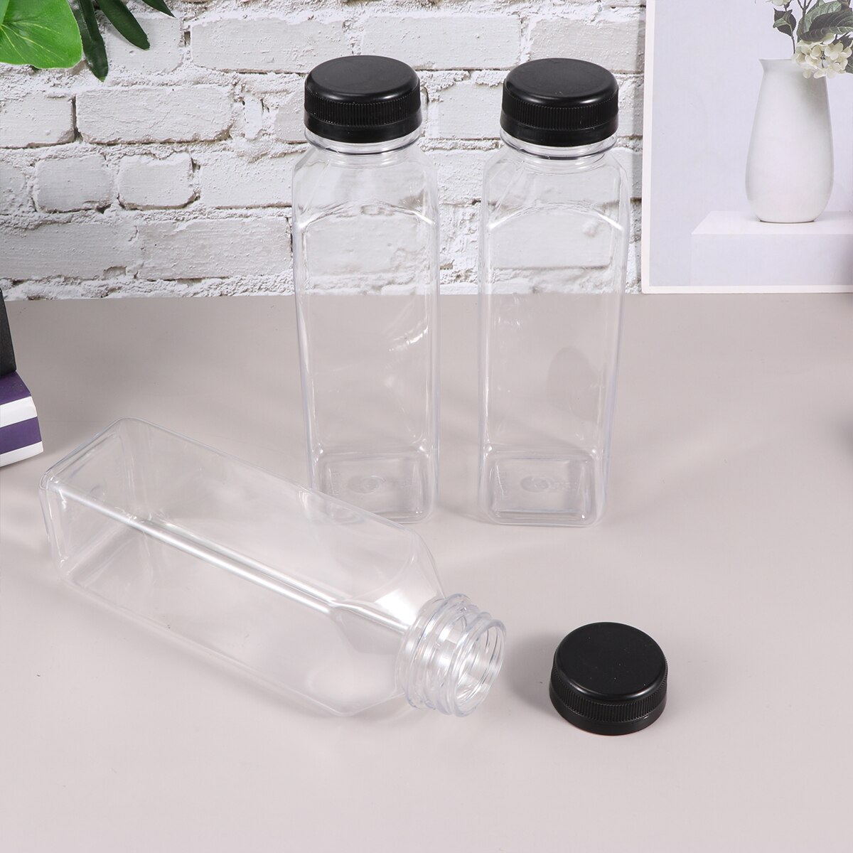 10PCS 400ml Transparent Empty Storage Containers Disposable PET Bottles with Lids for Beverage Drink Bottle Bottle Jar (Bl