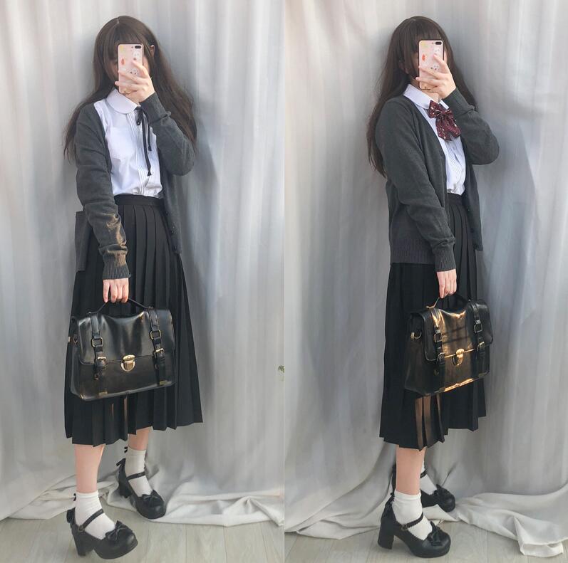 Japanese sailor suit long-sleeved school uniform student wear class Japanese JK uniform shirt long skirt coat three / set JK004