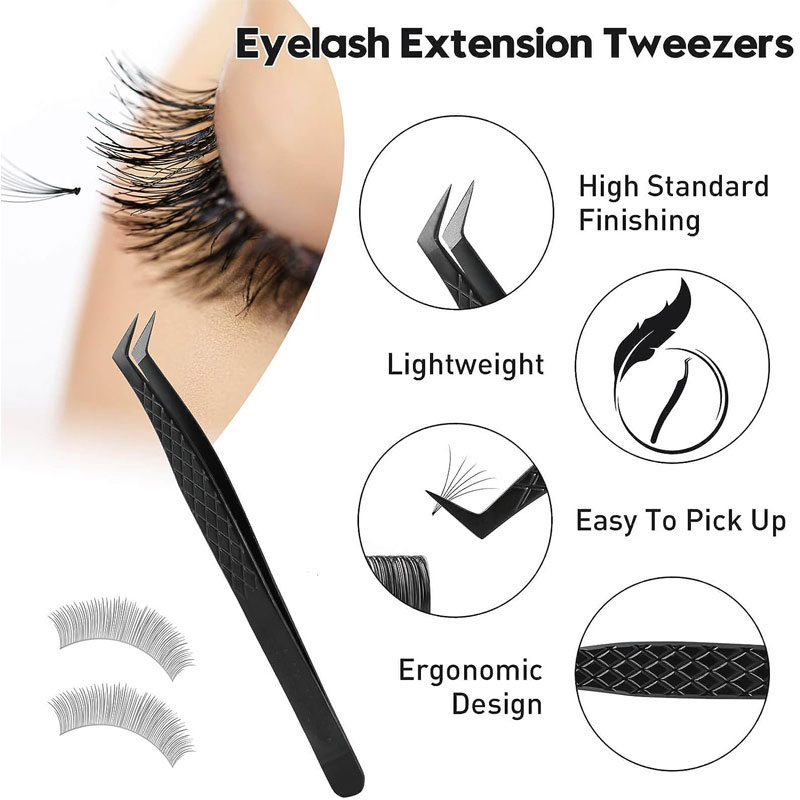 Pinzas para pestañas postizas con punta de fibra precisa para extensión de pestañas, pestañas de visón de Mega volumen, herramientas de maquillaje para artistas con aislamiento de botas para fanáticos