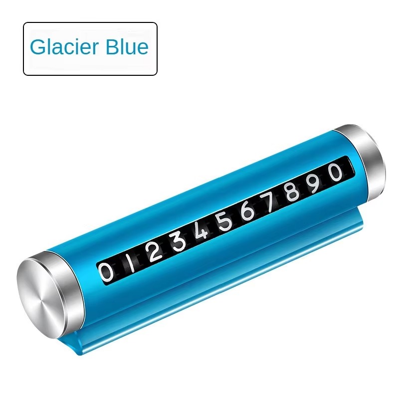 Metal Car Temporary Parking Card Universal Rotate Phone Number Plate Aluminum Stickers Park Stop in Car-styling Auto Accessories: Blue