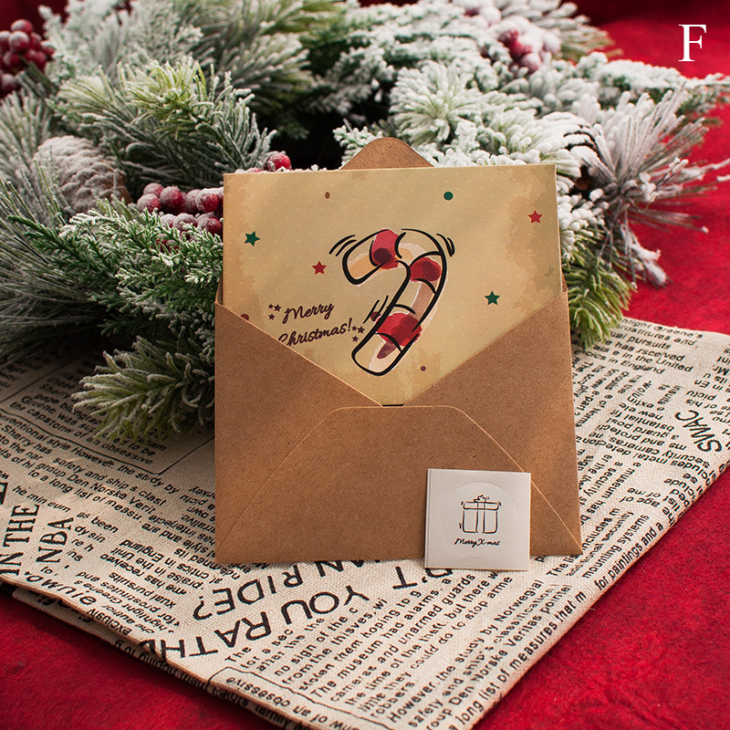 Small Fresh Merry Christmas Card Thanksgiving Blessing Cards Hollow Three Fold Simplicity Festival Greeting Card Sets: F