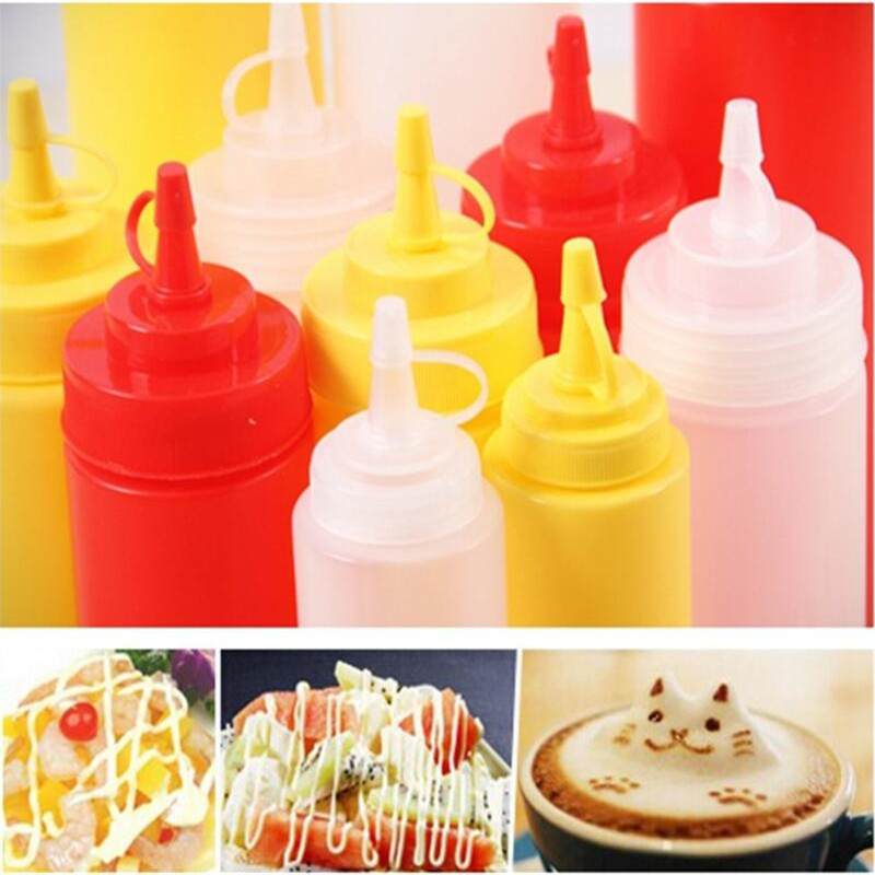 Squeeze Squirt-botellas para condimentos con tapa giratoria, Ketchup, mostaza, Mayo, salsas calientes, botellas de aceite de oliva, Gadget de cocina