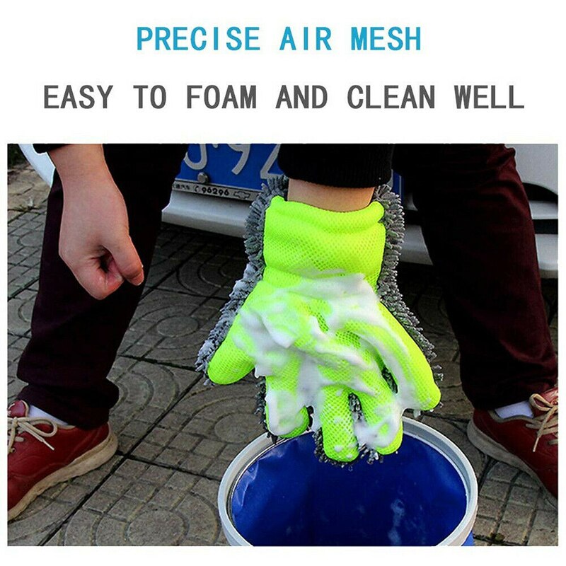 Udtværing bilvask handsker skrubbe to-siders rengøring 5- finger hånddæksel indvendigt